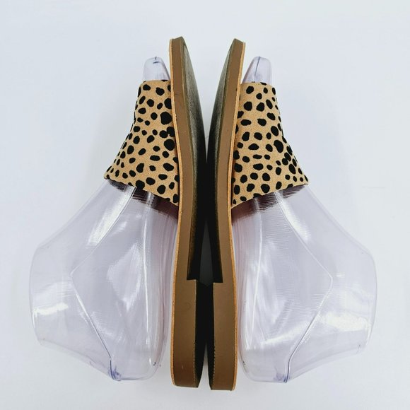 Soda Efron Cheetah Print Slide Sandals 6 Brown Black Tan Faux Suede Fabric Flats - Picture 9 of 14